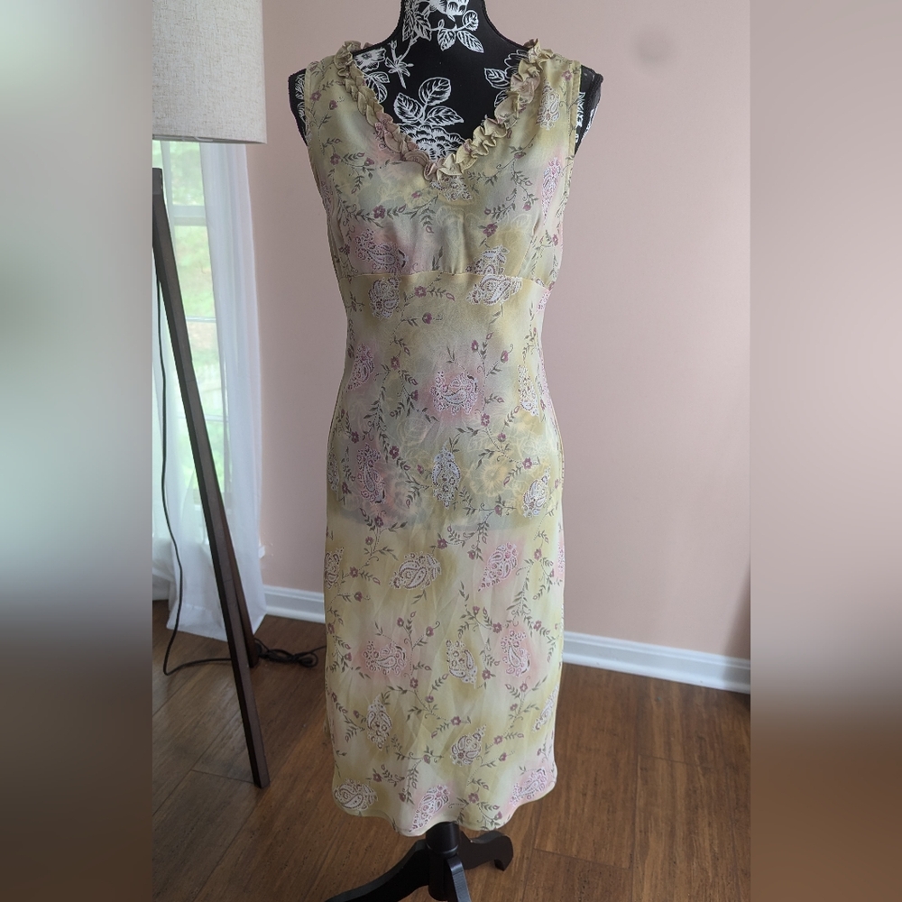Vintage Believe... Yellow Paisley floral Dress Size 10